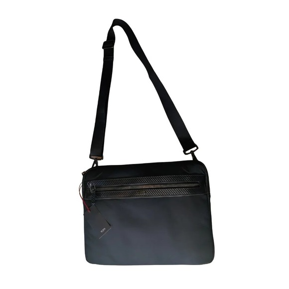 Tumi Other - Tumi Mens Black Nylon Crossbody Messenger Bag Carbon Fiber Trim Zip NWT $395